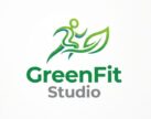 Logo von GreenFit Studio mit grünem Design für ein modernes Fitnessstudio.